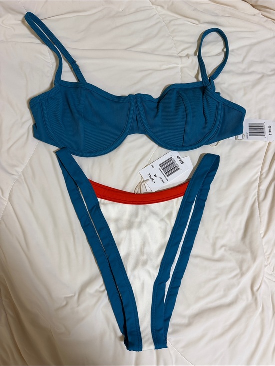 l*space Other - l*space Teal & White Bikini Set with Red Trim Medium